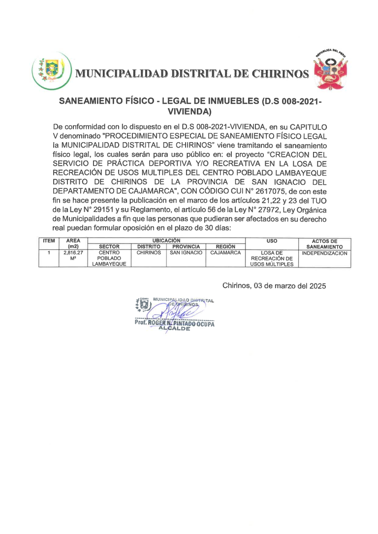 Saneamiento físico – legal de inmuebles (D.S 008-2021-VIVIENDA)