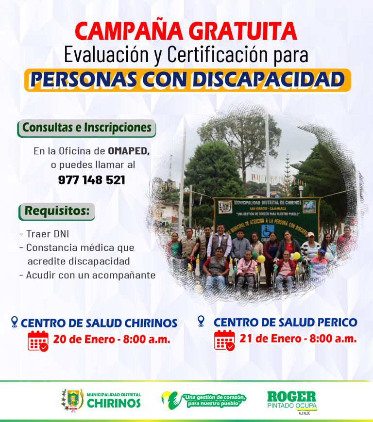 GRAN CAMPAÑA GRATUITA DE CERTIFICACIÓN Y EVALUACIÓN A PERSONAS CON DISCAPACIDAD